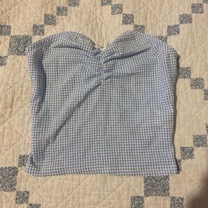 Blue and white shabby chic sleeveless top